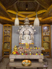 Interiors of a Jain temple and the idols of lord Mahavira and padmavathi, religion, worship,...