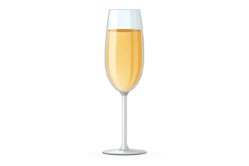 A glass of champagne on a white background