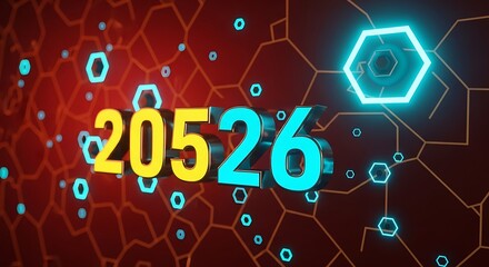 Abstract futuristic background with numbers 20526 and hexagons image photo