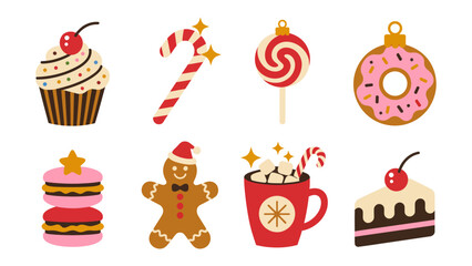 Festive Confections: A vibrant collection of delightful treats, evoking the warmth and joy of the holiday season, from cupcakes to gingerbread men, creating a visual feast of sweetness and cheer.