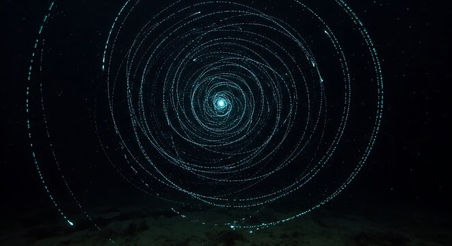 Abstract Spiral of Light - A Mesmerizing Vortex in the Darkness.