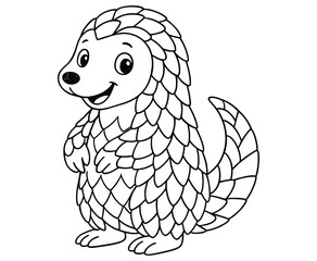 Cute Pangolin Cartoon Character Standing Upright and Smiling with Scaly Armor