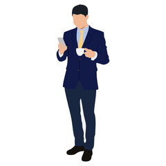 Businessman standing confident isolated whit background vector illustration.
