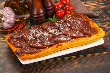 Homemade Roman pizza with pepperoni