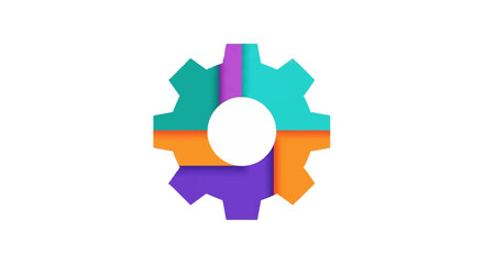 Colorful gear or cogwheel icon representing settings and technology.
