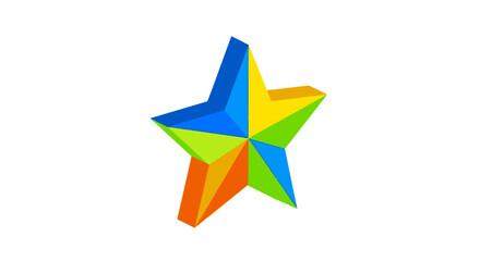Colorful Geometric Star Shape Isolated on White Background.