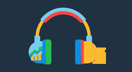 Colorful Headphones Illustration for Audio and Music Enjoyment.