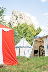 tents in which ancient warriors and knights lived
