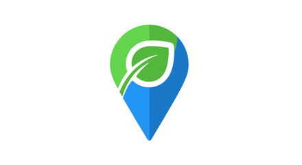 Eco-Friendly Location Pin with Leaf Symbol for Sustainable Business.