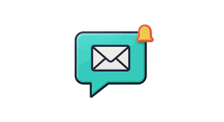 Email Notification Bell Icon in a Speech Bubble.