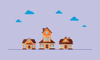 Suburban House Neighborhood Illustration