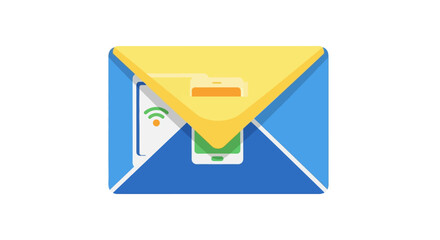 Envelope with Smartphone and Wi-Fi Symbol - Digital Communication Concept.