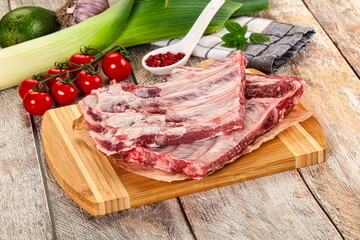 Raw pork ribs for cooking