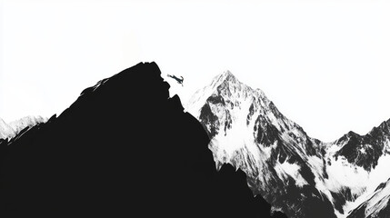 High Contrast Nature Scene with Silhouette of a Goat on the Summit