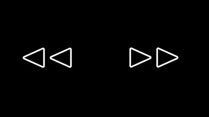 Icon motion graphic showing Rewind and Fast Forward symbols for media playback navigation. - Powered by Adobe
