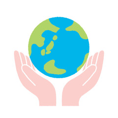 両手で支える地球イラスト｜環境保護・サステナビリティ・グローバル