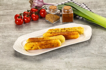 Crispy breaded mozarella cheese sticks