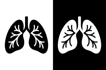 Minimal Human Lungs Vector. Simple Black and White Lung Icons for Health and Medical Graphics