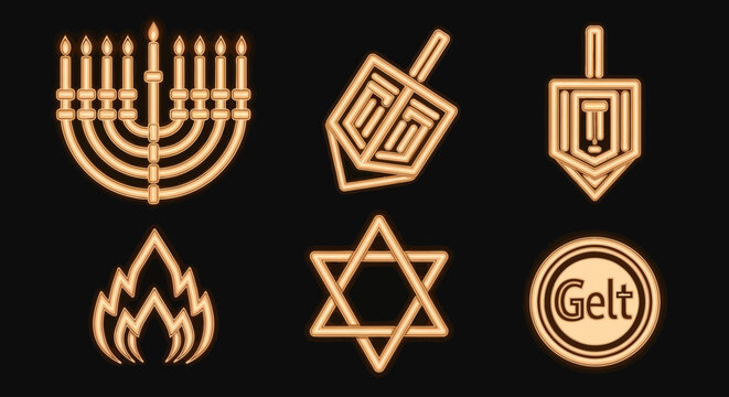 Hanukkah Light-Bar Icons &mdash; Parallel Bar Geometric Flat Vector Set