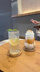 Glass of refreshing lemon and Crunchy Biscuits drink