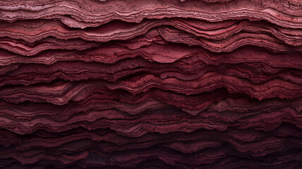 Abstract Layered Burgundy and Maroon Textured Artwork Resembling Geological Strata