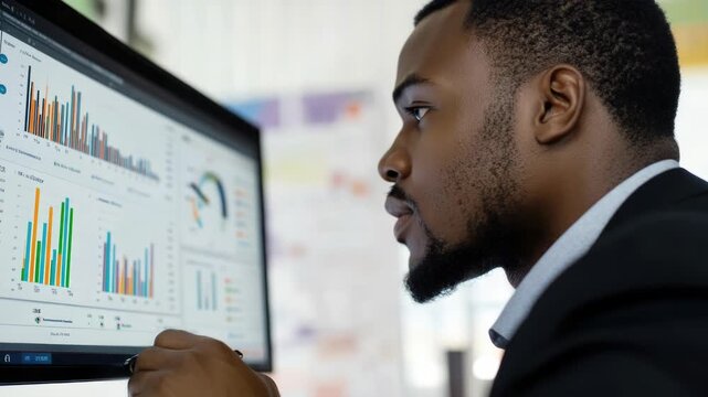 Video A person sitting and staring at a computer monitor, possibly working or browsing