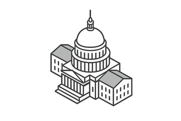 Naklejka premium Capitol structure with dome in isometric style representing government and politics