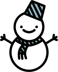 겨울 눈밭 위에 서 있는 귀여운 눈사람과 설경 풍경, 눈 내리는 계절의 포근한 감성과 크리스마스 분위기를 담은 겨울 나들이와 눈놀이 장면