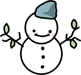 겨울 눈밭 위에 서 있는 귀여운 눈사람과 설경 풍경, 눈 내리는 계절의 포근한 감성과 크리스마스 분위기를 담은 겨울 나들이와 눈놀이 장면