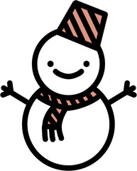 겨울 눈밭 위에 서 있는 귀여운 눈사람과 설경 풍경, 눈 내리는 계절의 포근한 감성과 크리스마스 분위기를 담은 겨울 나들이와 눈놀이 장면