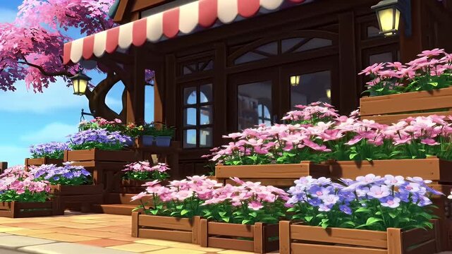 Charming Multistory Cottage Framed by Abundant Hydrangea Flowers and Flowering Balcony Planters