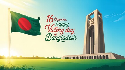 Bangladesh victory day design with national monument and colors