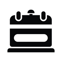 Black icon of a calendar with a blank space for text, isolated on