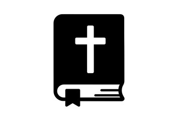 Obraz premium Closed Holy Bible book with a prominent Christian cross symbol on the cover