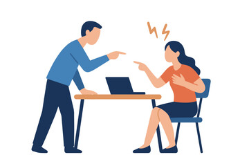 Angry colleagues pointing fingers during a serious workplace disagreement