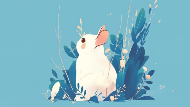 flat pastel illustration rabbit sitting Videos