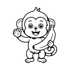 Cute Proboscis Monkey Line Art