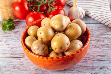 Uncooked raw yellow baby potato