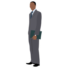 Vector illustration of full portrait of business man standing on isolated white background.