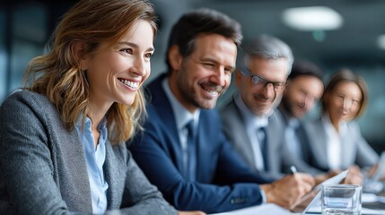 Professional Meeting: A group of business executives engaged in a focused discussion, embodying the spirit of collaboration, strategy, and decision-making in a professional setting.