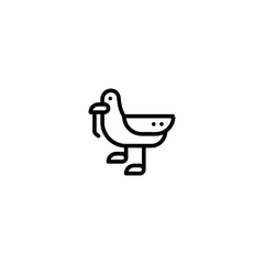 seagull holding trash icon and illustration