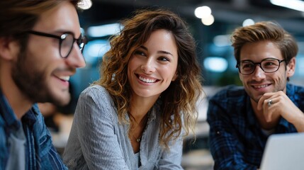 Focused Collaboration: A group of focused individuals engaged in a dynamic exchange. Their expressions reveal a blend of attentiveness, satisfaction, and collaborative spirit.