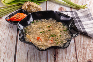 Asian soup with crab and prawn