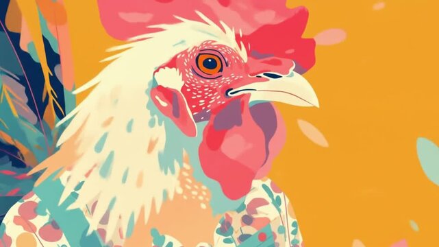flat pastel illustration rooster simple pastel Videos