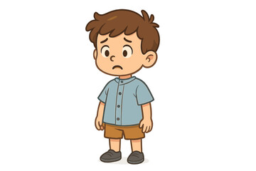 Obraz premium Young child standing alone looking sad and worried with a disappointed facial expression