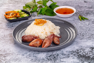 Tasty baby swuid with rice