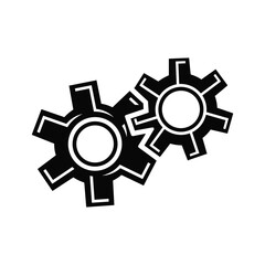 Two interlocking gears, isolated on