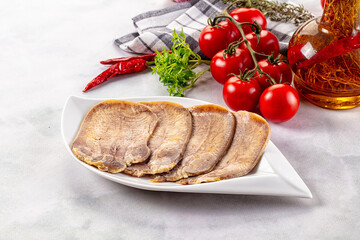 Boiled beef tomgue slices appetizer