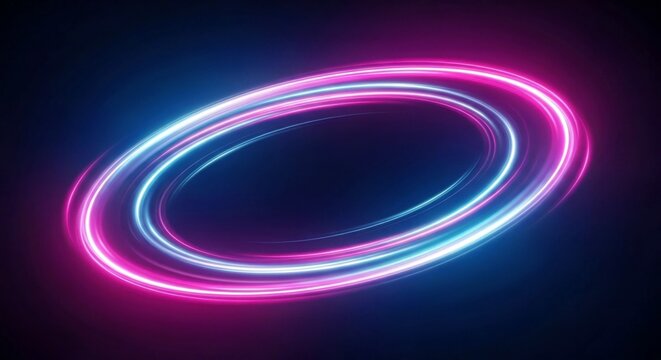Abstract Glowing Neon Light Trails Motion Blur Technology Background