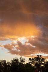 Colorful and cloudy sunset in the sky